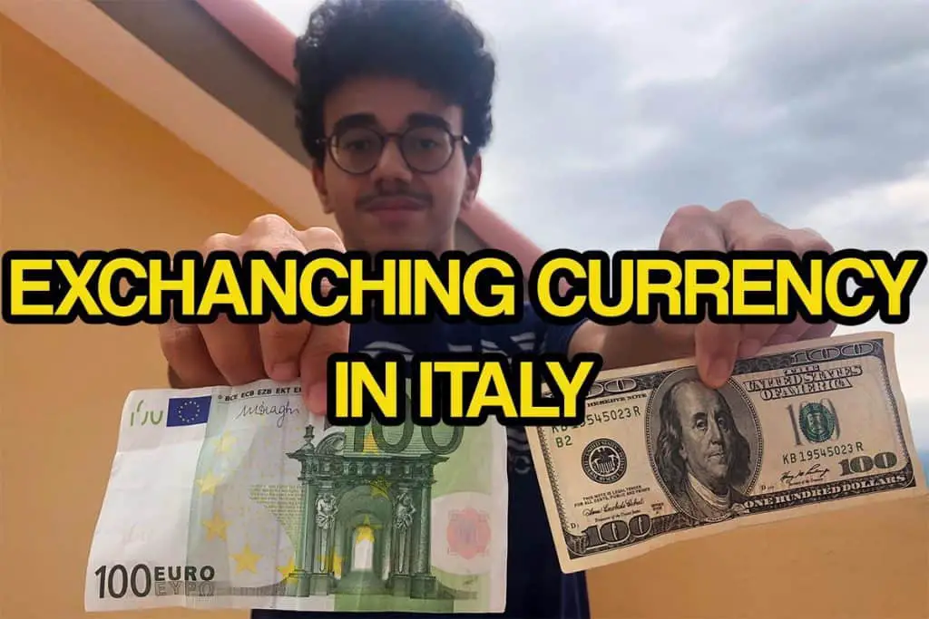 Man holding banknotes of 100 euros and 100 US dollars