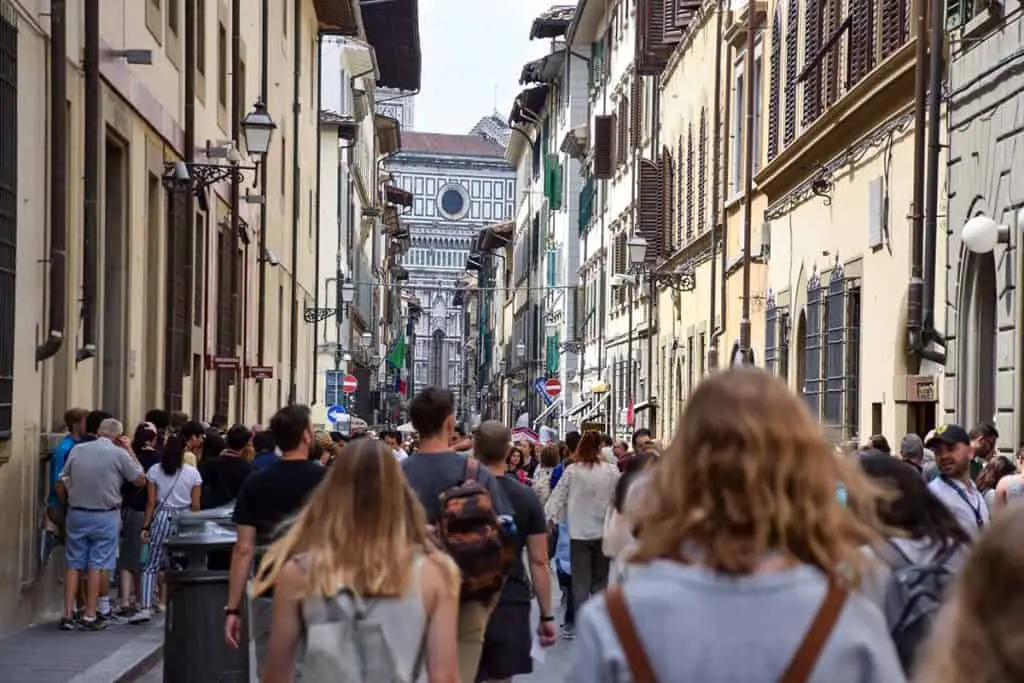 Pedestrians in Italy crowded street